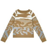 Džemper za žene Zimske posade izrez Leopard pleteno pulover Colorblock modna odjeća