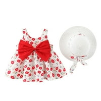 Dječja djevojka odjeća Princess Outfit Baby Bow Set Kids Bez rukava cvjetna haljina + kapa za ispis