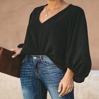 Air Women's Chiffon bahu za bluze sa rukavima Plus veličina Labav V izrez