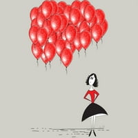 Crveni baloni Muški bijeli grafički tee - Dizajn od strane ljudi 2xl
