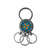 Plavi narančasto Maroko cvijet od nehrđajućeg čelika metalni prsten za ključeve za ključeve ključeva