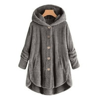 Ženska zimska kaput - topla slatka plišana jakna Outerwear dugi rukav čvrsti gumb prema dolje prema