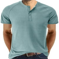 Niuer muns majica kratki rukav ljetni vrhovi Henley ovratnika T majice modni pulover dolje bluza plava
