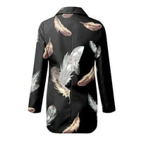 Tking Fashion Womens Cardigan Casual Print Revel Dugi rukav Slim Fit Mali gumb Jakna Cardigan džemperi