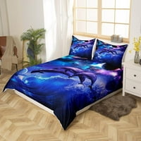 Posteljina za posteljinu suncokret, Mjesec Planet Starry Sky Galaxy univerzum Duvet poklopac sa jastučnicima,