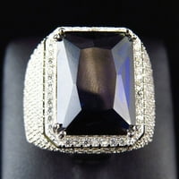 Punk Boys Square Square Fau Ruby Sapphire Inlaid Prsten za prsten za prsten nakit poklon
