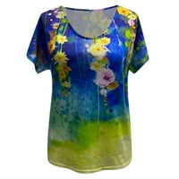 Summer V izrez T majice za žene kratki rukovi košulje Slatka tiskana majica Dressy bluza casual vrhovi labavi fit grafički tee