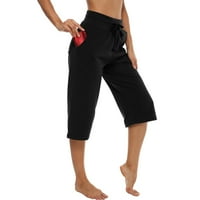 Feterrnal ženska modna ležerna puna boja elastična struka nacrtaju natkrivene hlače široke pantalone