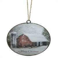 Sretan božićni barn Disc Ornament 6 D metal