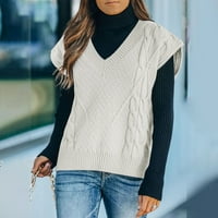 Ženski putnički džemper s rukavima na vratu TANK FALL ZIMSKA JAKNA VERTEWER Pleteni Tunički prsluk vrhovi