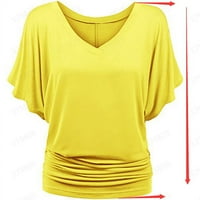 Plus veličine za žene moda plus veličine čvrsti V-izrez lopte s majicom s preklopim HEM labav top majica M