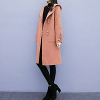 Kakina s ženskim kaputima i jakne, žene rade čvrsti zimski ured dugih rukava vuneni jakni kaput ružičasta, xxl