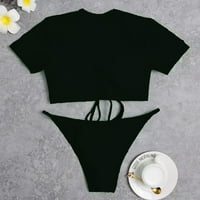 Žene Čvrsto push up visoke rezne čipke up halter bikini set dva kupaći kostim
