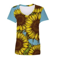 Ženski kratki rukav modni Boho tiskani majice za dezer Dnevne ležerne majice Pulover bluza Tunike TOPS