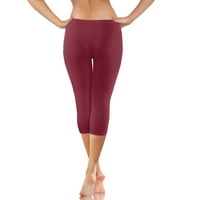 Oalirro elastične hlače za žene obrezane hlače Capri joga hlače vino
