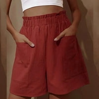 Simplmasygeni ženske kratke hlače sa klirenceVene modne čvrste pamučne posteljine elastične pokete kratke