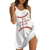 Ležerne ljetne haljine za žene Ženske tunike oblače ženska haljina ljetno casual bejzbol print halter
