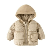 Rovga Boy Outfit Toddler Zimska dugi rukava zgušnjava punu u boji topli prsluk sa kaputom od jakne odjeća