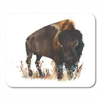 Američki bison Buffalo Bull Wild akvarel slikarstvo crna sisarna mousepad pad mouse mouse mat