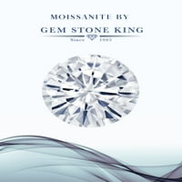 Gem Stone King 18K ruža pozlaćena srebrna 3-kamena zaručnički prsten oval topaz moissine
