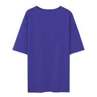 Bluze za žene Ženska modna casual labava tiskana okrugla vrat majica kratkih rukava Top dame top plavi