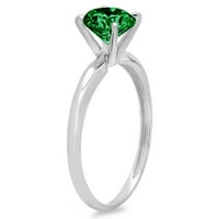 1.5ct okrugli rez dragocjeni dragulj zeleni simulirani smaragd pravi 18k bijeli zlatni robotski laserski