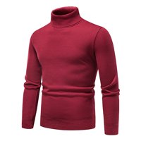 Hoodies stabilni hanes za muškarce muški džemper Duks visoki vrat Čvrsta boja tanka džemper od dna crveni