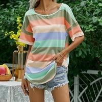GDFUN Žene Ljeto kratki rukav Striped Flowy Beach Stripe majica Casual Tops Thirts Majice za žene