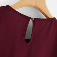 Ženske vrhove Šifon čvrste boje kratki rukav okrugli vrat casual majica s kratkim rukavima Bluza crvena