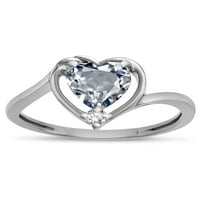 Star K originalna Aquamarine Heart bypass love knot Promise Prsten u KT bijelo zlato Veličina 4. Odrasli