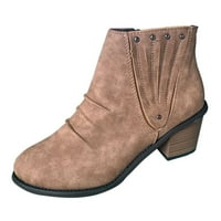 SHPWFBE čizme za žene modne ležerne rimske kratke cipele s četvrtom cipelama kožne cipele za žene stalak