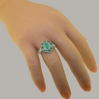 Britanci izrađeni sterling srebrni smaragdni prsten za reald prsten - Veličine opcije - Veličina 11,75