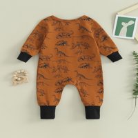 Baby Boys Fall Tomsuits Odjeća novorođenih dječaka Dugi rukav Dinosaur Print Onesie Bodysuit BabySuit