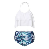Ženski kupaći kostim temmu Split Dvostruki sloj ruffle Halter High Squiste pantalone Bikini Dvokrevetne