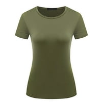 Ženski bluzes Crew Crt seksi bluza Čvrsti ženski plus majice kratki rukav ljetni vrhovi zeleni XL
