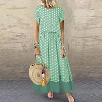 Miayilima Green XL Ležerne haljine za žene Polka Dot dva Summer O-izrez kratkih rukava plus veličina