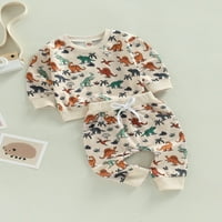 Hirigin Toddler Baby Fall odijelo, dugi rukav dinosaur pulover tiska + hlače set