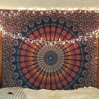 Blagoslovna međunarodna indijski hipi boemski psihodelic paun mandala zidni viseći posteljinu tapiserija