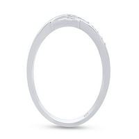 Okrugli rezani prirodni bijeli dijamantni prsten za uključivanje u 14k bijelo pozlaćeno srebrno srebro
