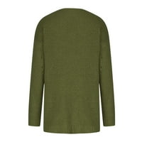 Symoid Womens Cardigan kaputi - Čvrsti kardigan vuneni džemper džep rekreativni dugi rukavi vojska zelena