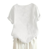 Košulje za žensku modu casual okrugli vrat kratkih rukava tiskani majica za majicu Bluze White XL