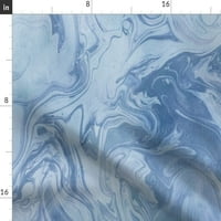 Velvet tkanina FAT tromjesečje - Cool Plave Rive apstraktne vrtloge Bojaju mramorna po mjeri ispisana