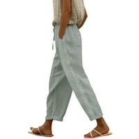 Knqrhpse hlače za žene Žene visoke struk hlače Kapri hlače sa džepovima široke noge obrezane hlače za