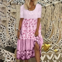 Steady Maxi Haljine za žene Ženska boemska cvjetna print Maxi haljina kratkih rukava Okrugla vrata plaža