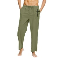 Hinvhai Clearence Muška Čvrsti elastični pojas Pocket pamučne platnene panele hlače zelena 14