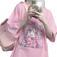 Danceemangoo Kawaii Slatka Anime Hoodie Majica Tee Pink Boba Bear Jaghberry Overgered Japanese Harajuku