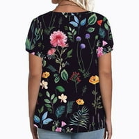 Lastsoso ženske plus veličine vrhova petal rukava smiješna cvjetna tiskana tunika košulja v izrez kratke