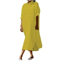 Clearsance Ljetne haljine za žene okrugli izrez Modni čvrsti srednji duljina A-linijska haljina kratkih