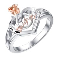 Lroplie prstenovi za žene djevojke mojoj mami do moje kćerke Love Rhinestone mama kćer rhinestone ruže Ljubitelji prstenaste poklone