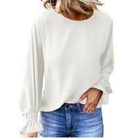 Miayilima ženske košulje casual vrhove košulje za žene zimski pad dugih rukava V-izrez T-majice bijeli